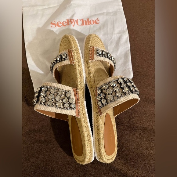 Authentic See by Chloe Rhinestone Espadrille Sandals - Picture 2 of 7